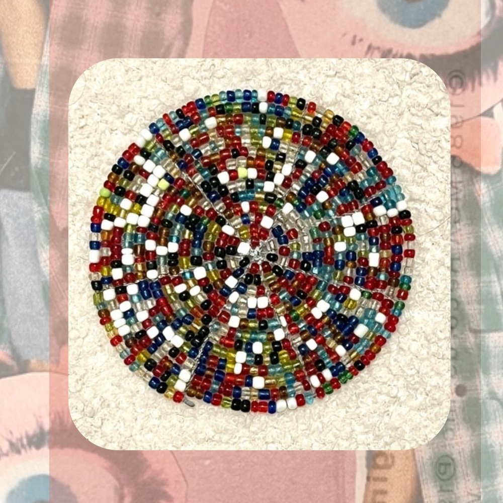 handmade south africa 🇿🇦 colorful beaded wire round coffee mug coaster